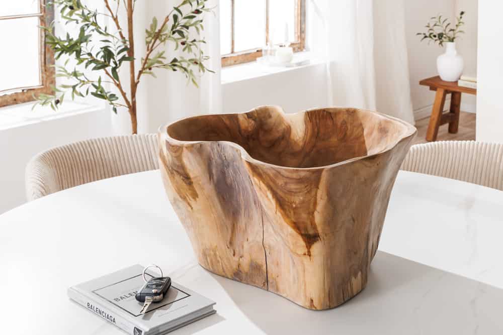 Einzigartige Schale FLOWERS 45cm natur Teak aus Wurzelholz