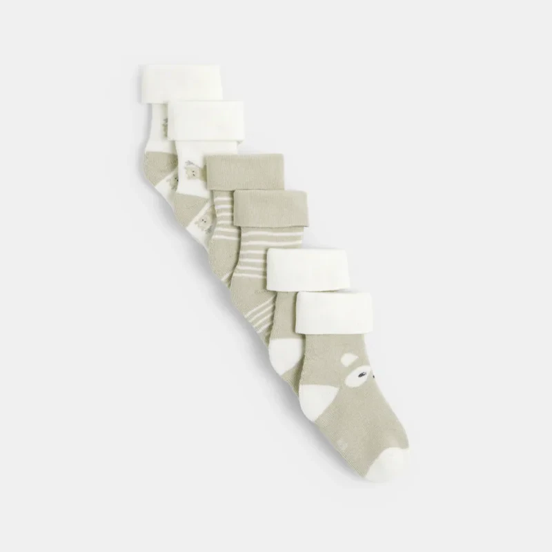 Chaussettes bouclettes beige bébé garçon (lot de 3) Blanc