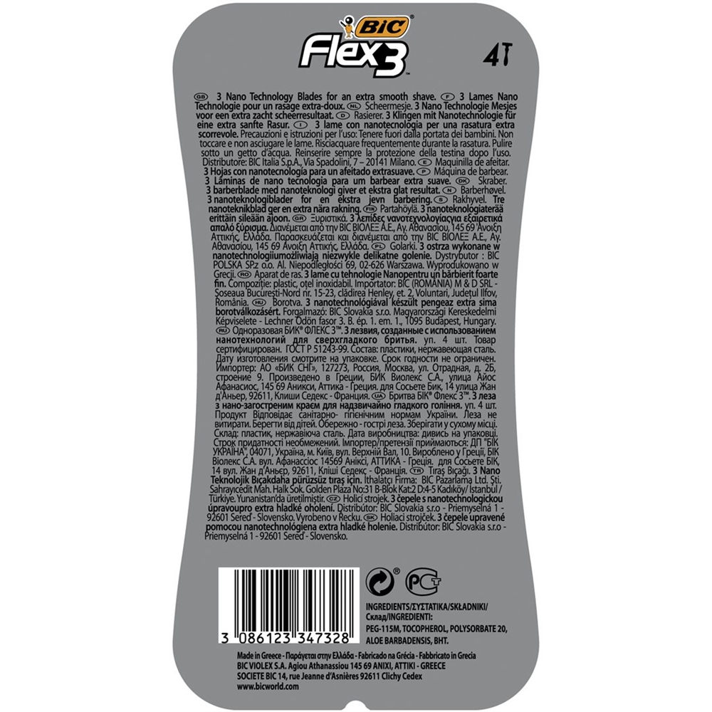 Bic Flex 3 Light Handle Herrenrasierer 3-Klingen 4 Stk