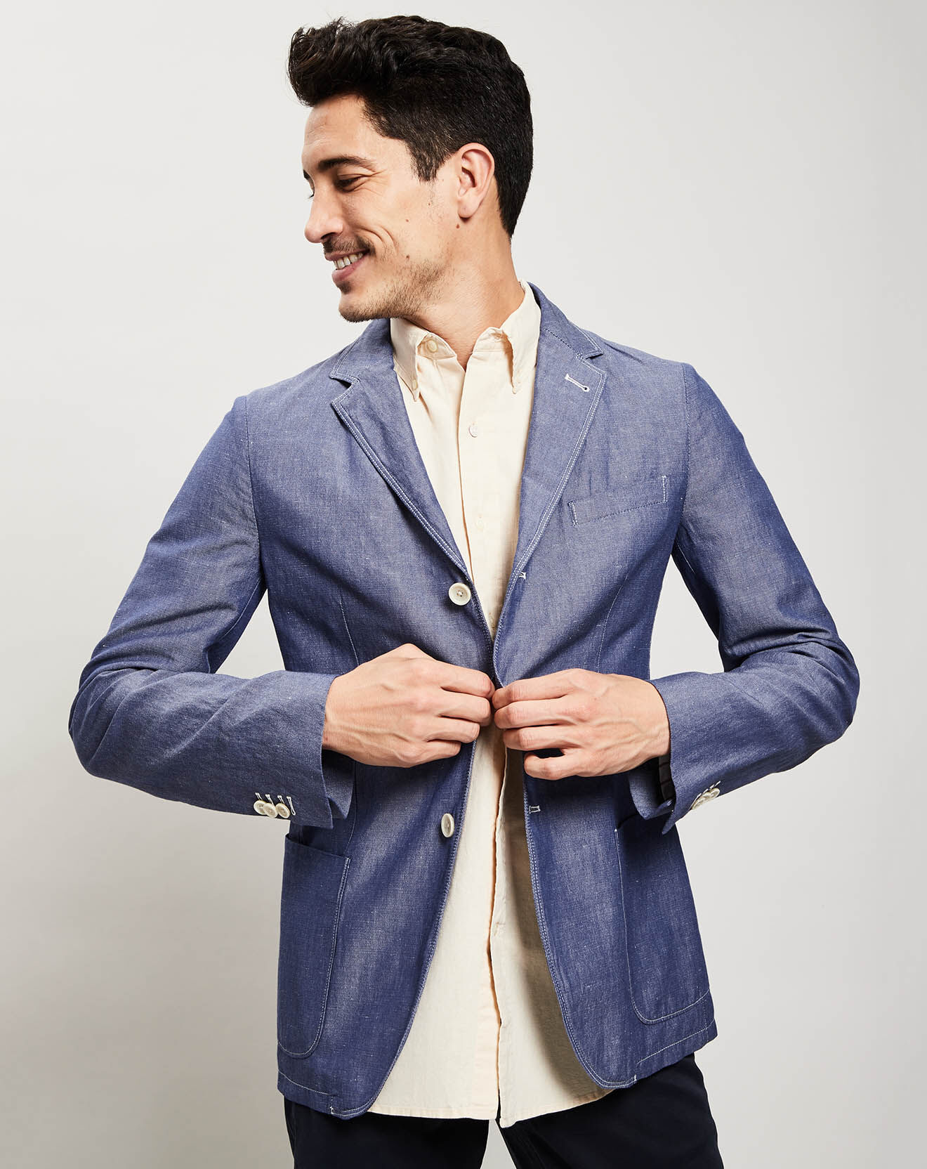 Gant Veste en Coton & Lin bleu azur