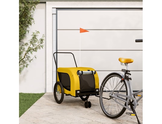 VIDAXL - Remorque de vélo pour animaux de compagnie jaune et noir
