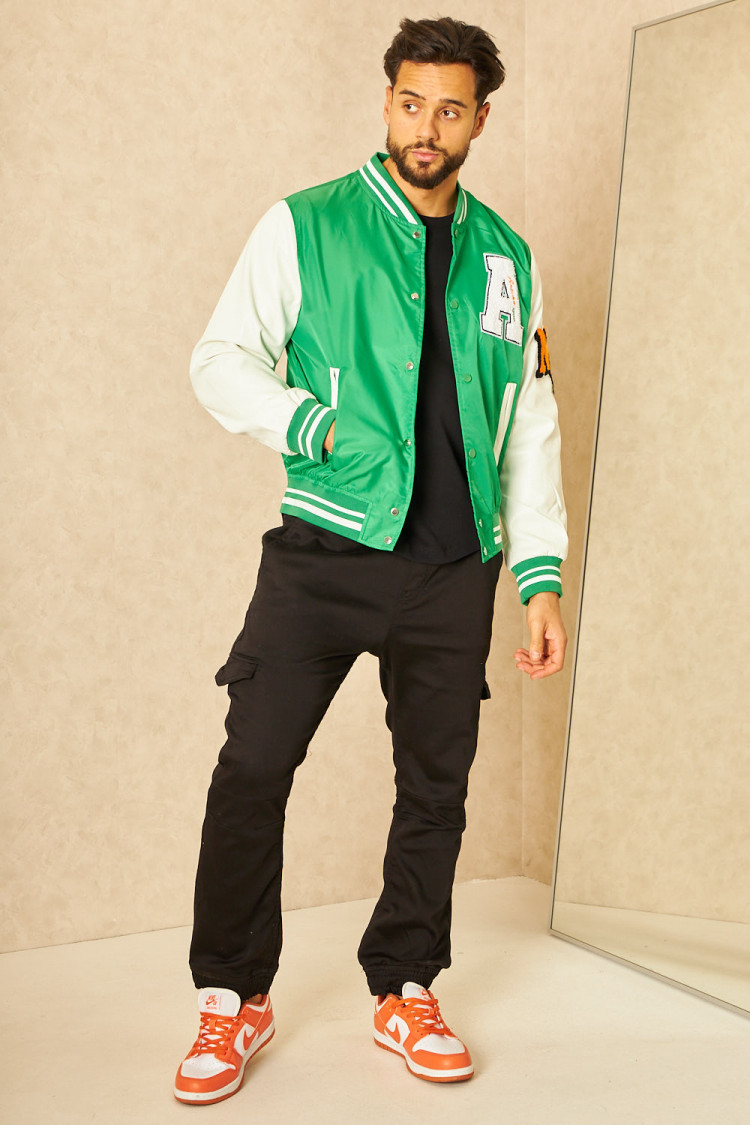 Bomber vert à inscriptions 