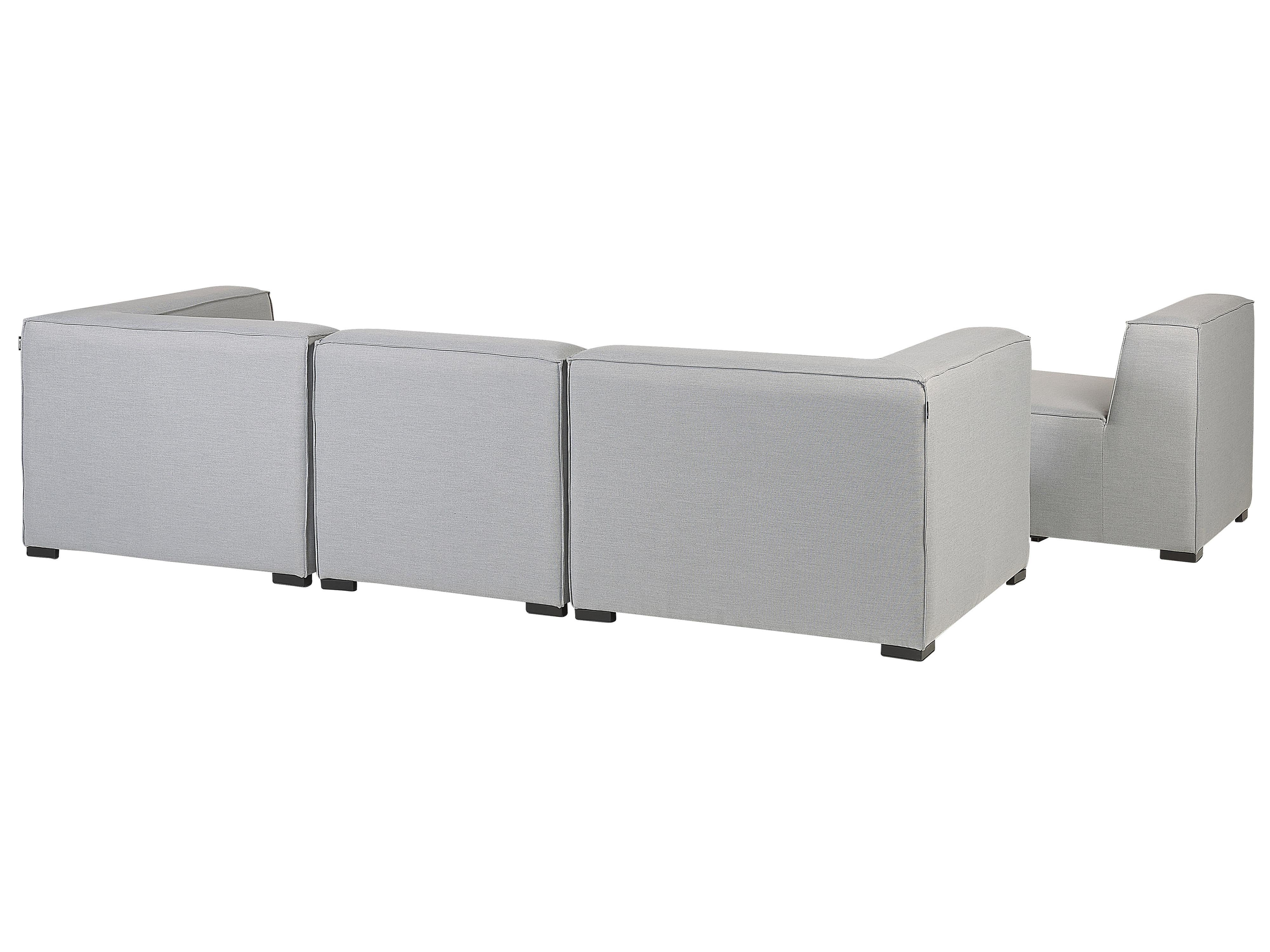 Tuin loungebank met ottomaan 4-zits AREZZO modulair Lichtgrijs