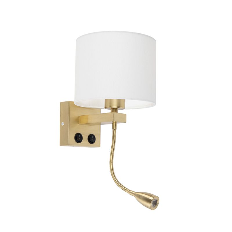 Smart wandlamp goud met witte kap incl. Wifi A60 - Brescia