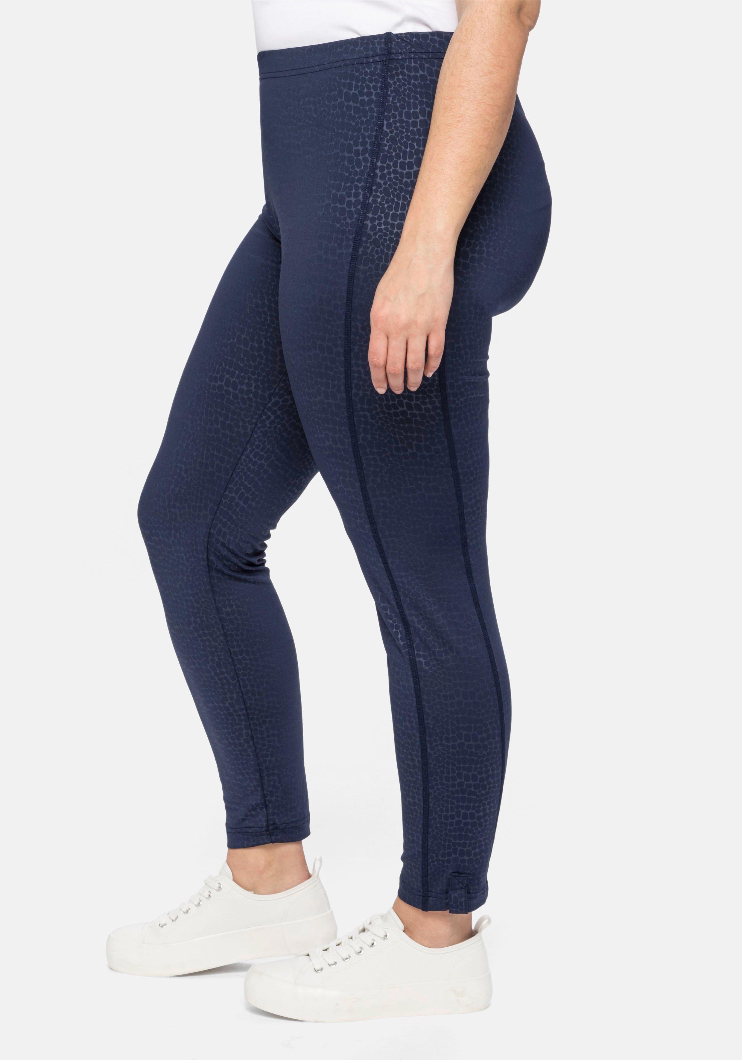 Leggings mit Animalprint und Ziernähten