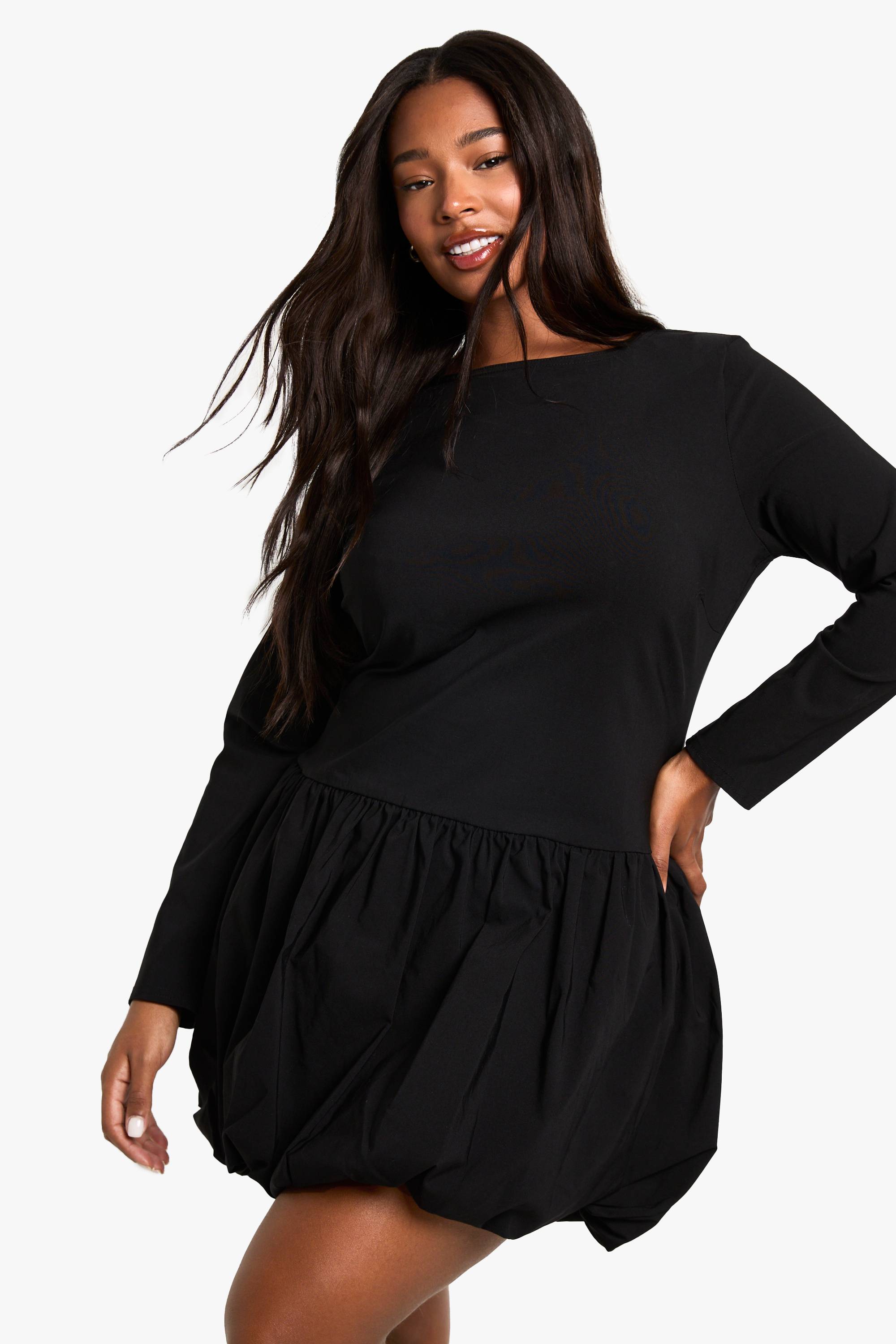 boohoo plus bengaline puffball mini dress