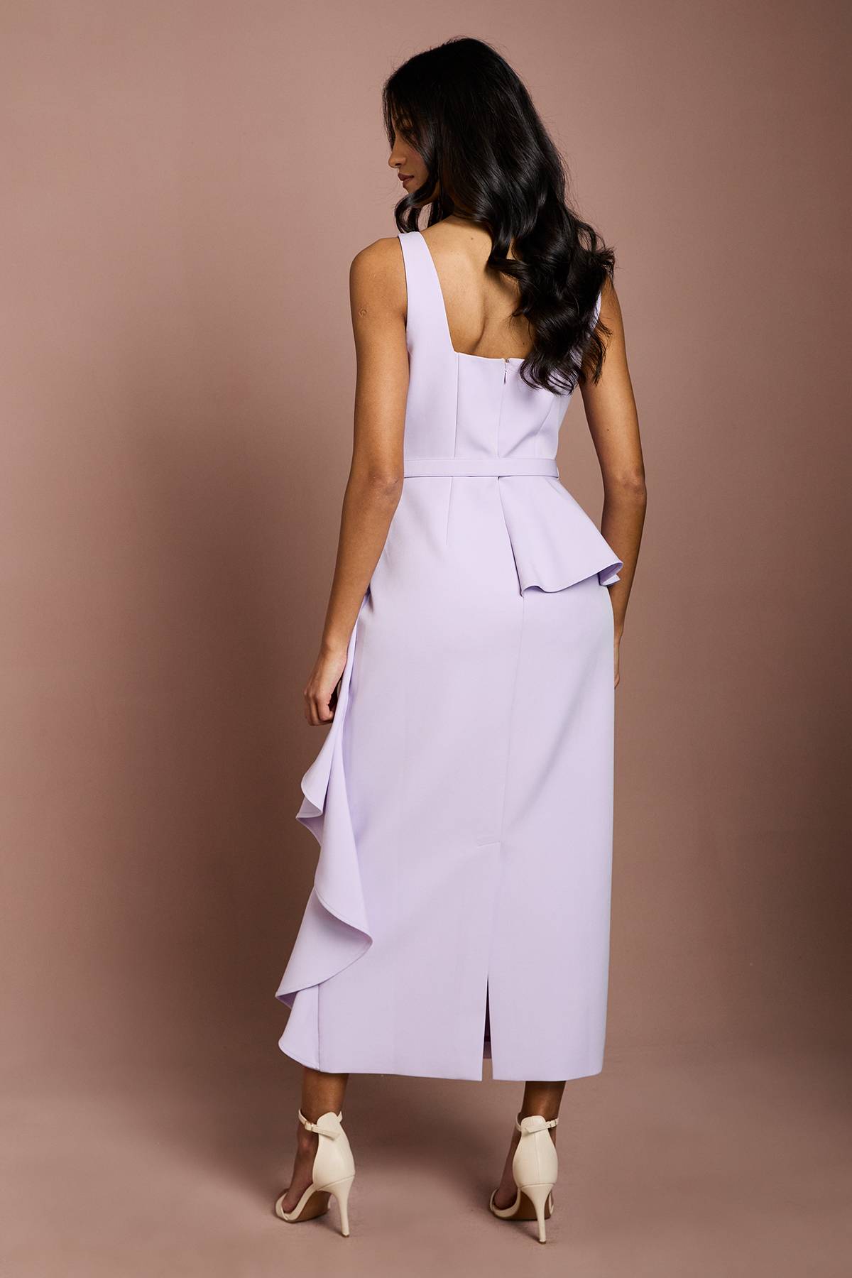 Coast Robe Crayon Petite Taille En Crêpe Avec Ceinture Et Jupe À Volants