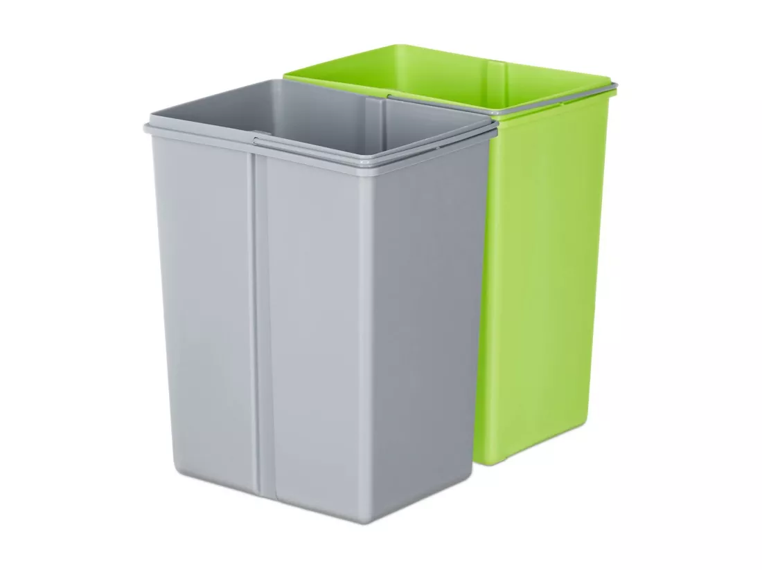 WELL HOME Poubelle de tri 72L (47L+25L), poubelle à 2 compartiments, ouverture automatique avec capteur, en inox, chromé