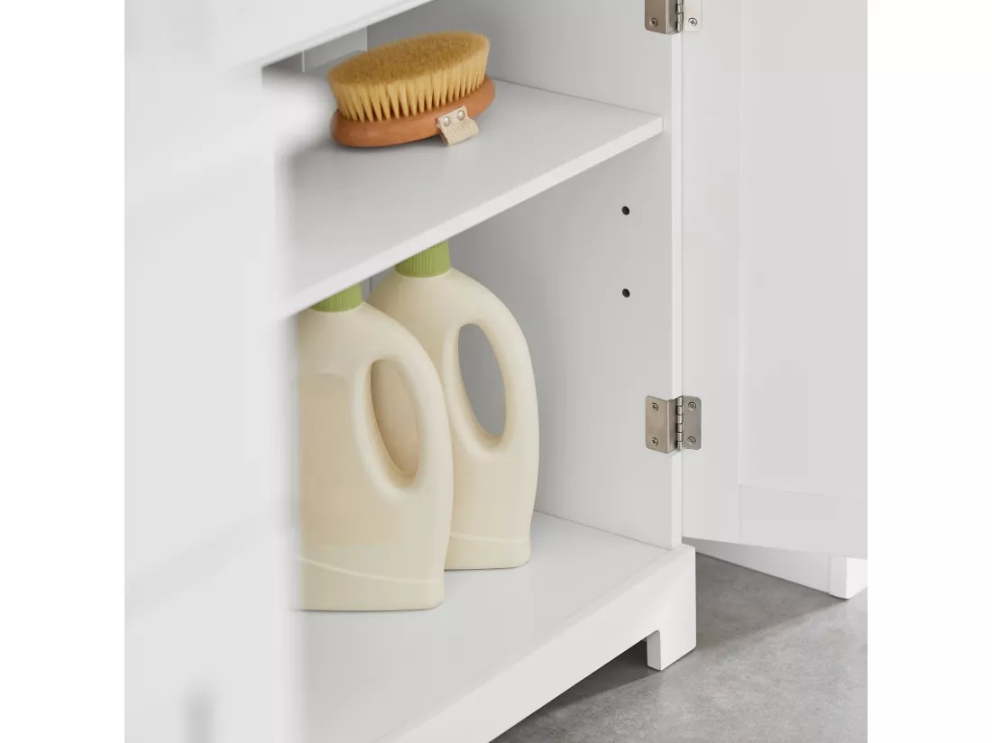 Meuble Sous-lavabo À 2 Étages Et 2 Portes Meuble De Rangement De Salle De Bain, BZr18-w