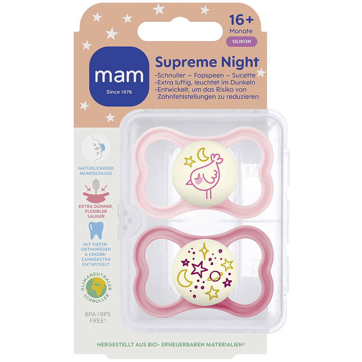MAMMAM   Supreme Night Silikon Schnuller rose 16M+