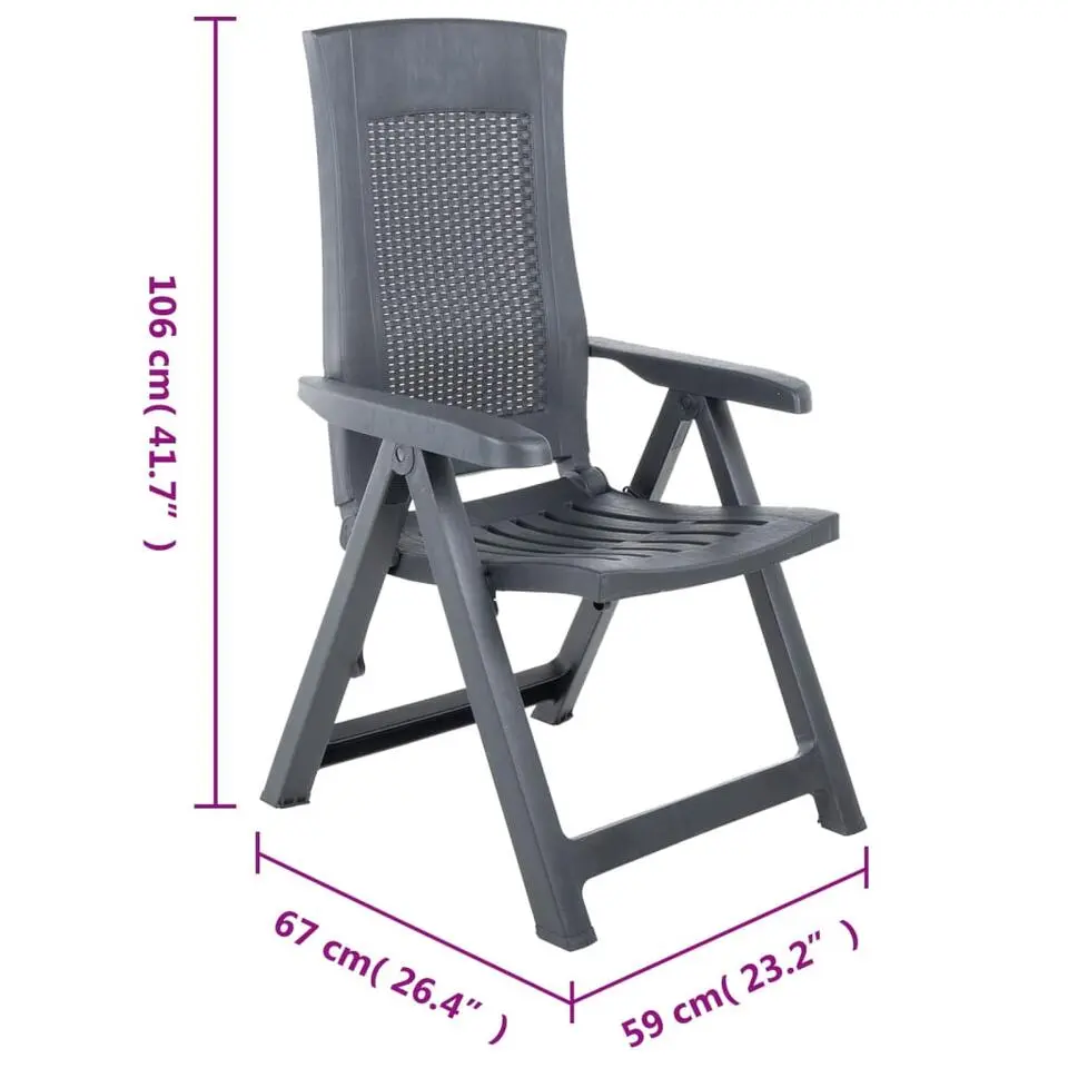 vidaXL - Tuinstoel - Antraciet - Kunststof - 2 stuks