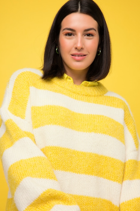 Pullover, oversized, Blockstreifen, Rundhals, Langarm