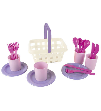 Dantoy Picknick Geschirr-Set - 21 Teile - Rosa/Lila