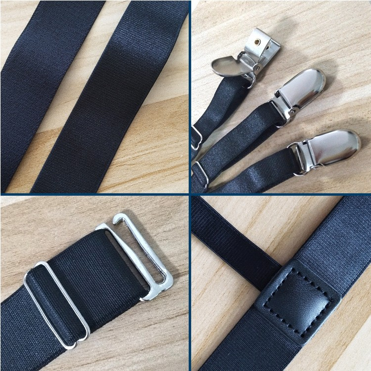 (1 Paar) Elastische Hemd / Strumpf Halterung Anti-Rutsch Gürtelträger - Schwarz