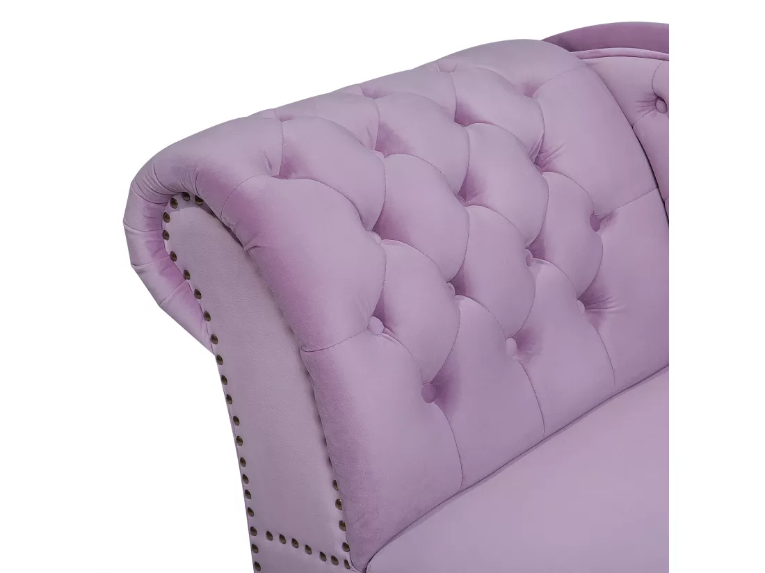 Méridienne en velours violet clair côté droite NIMES
