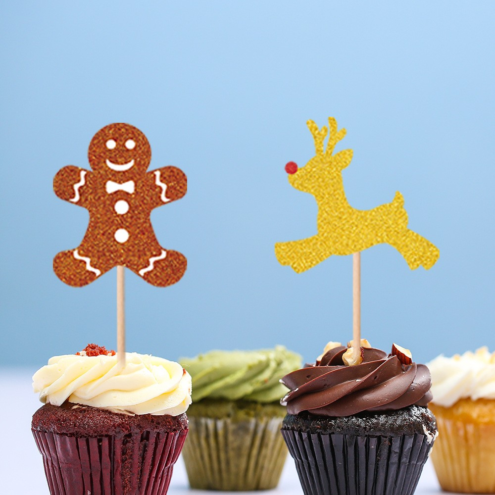 (14-tlg. Set) Kuchenstecker Tortenstecker Topper Dekoration für Torten / Kuchen - Weihnachten