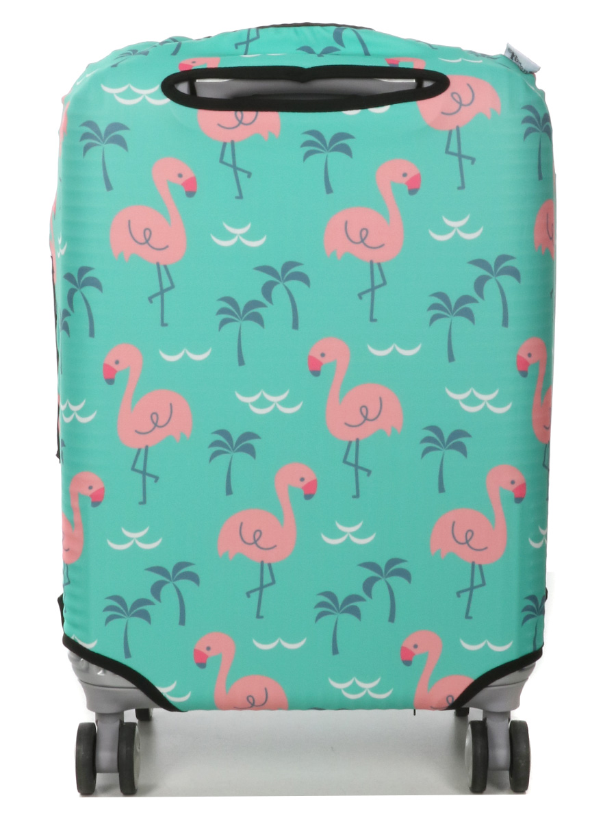 Housse de valise Periea Green with Pink Flamingos S