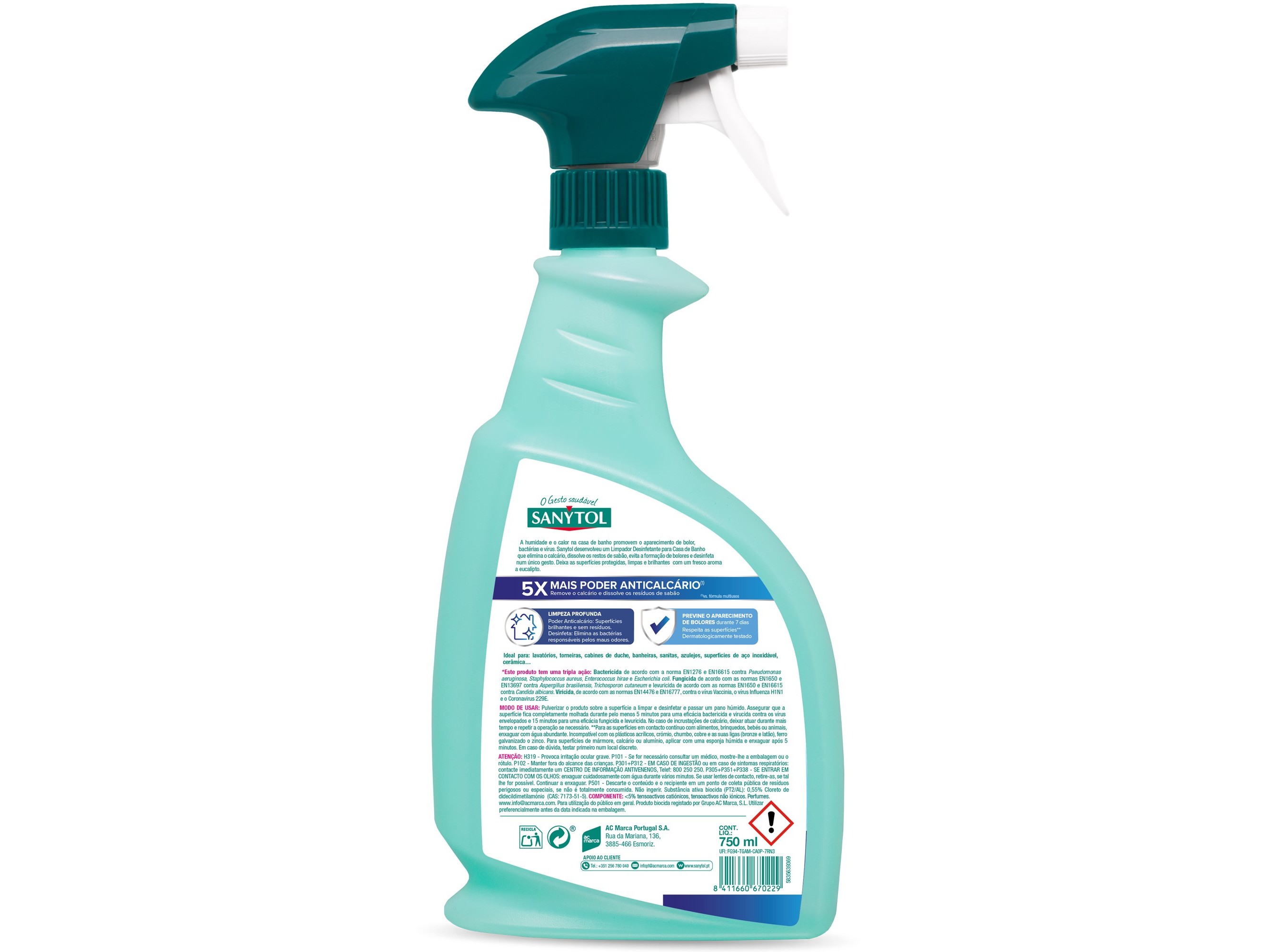 LIMPADOR DESINFETANTE CASA DE BANHO SANYTOL 750ML
