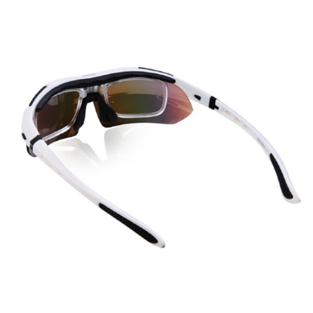 Wolfbike - Polarisierte Sportbrille Fahrrad Sonnenbrille inkl. 5 Wechselgläser   Etui - Weiss
