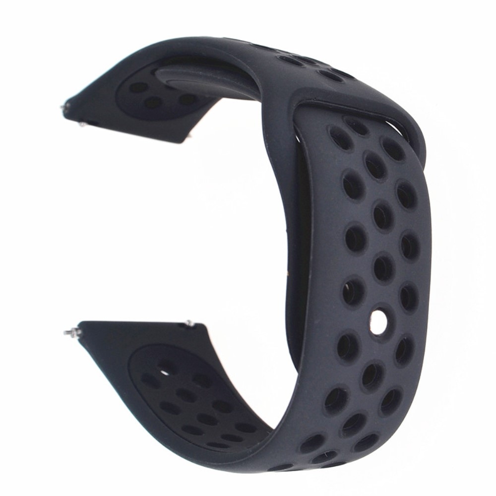 (Gr. L) Garmin Vivoactive 5 / 3 / Vivomove HR / Forerunner 645 Music Ersatz Silikon Armband Dual Color (Gelenkumfang 172-247mm) - Schwarz