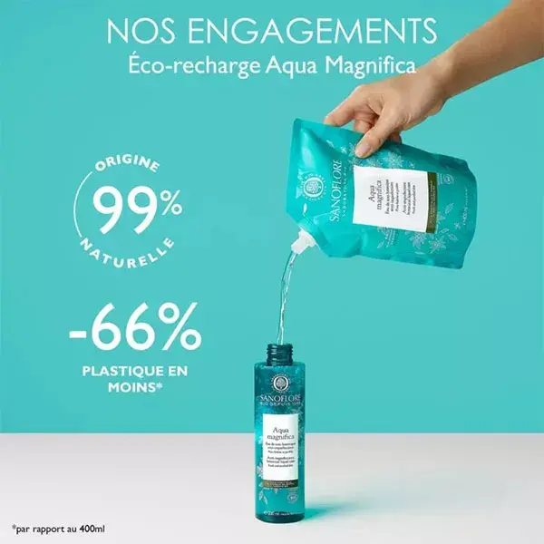 Sanoflore Aqua Magnifica Essência Facial Botânica Anti-Imperfeições Refil Orgânico 400ml