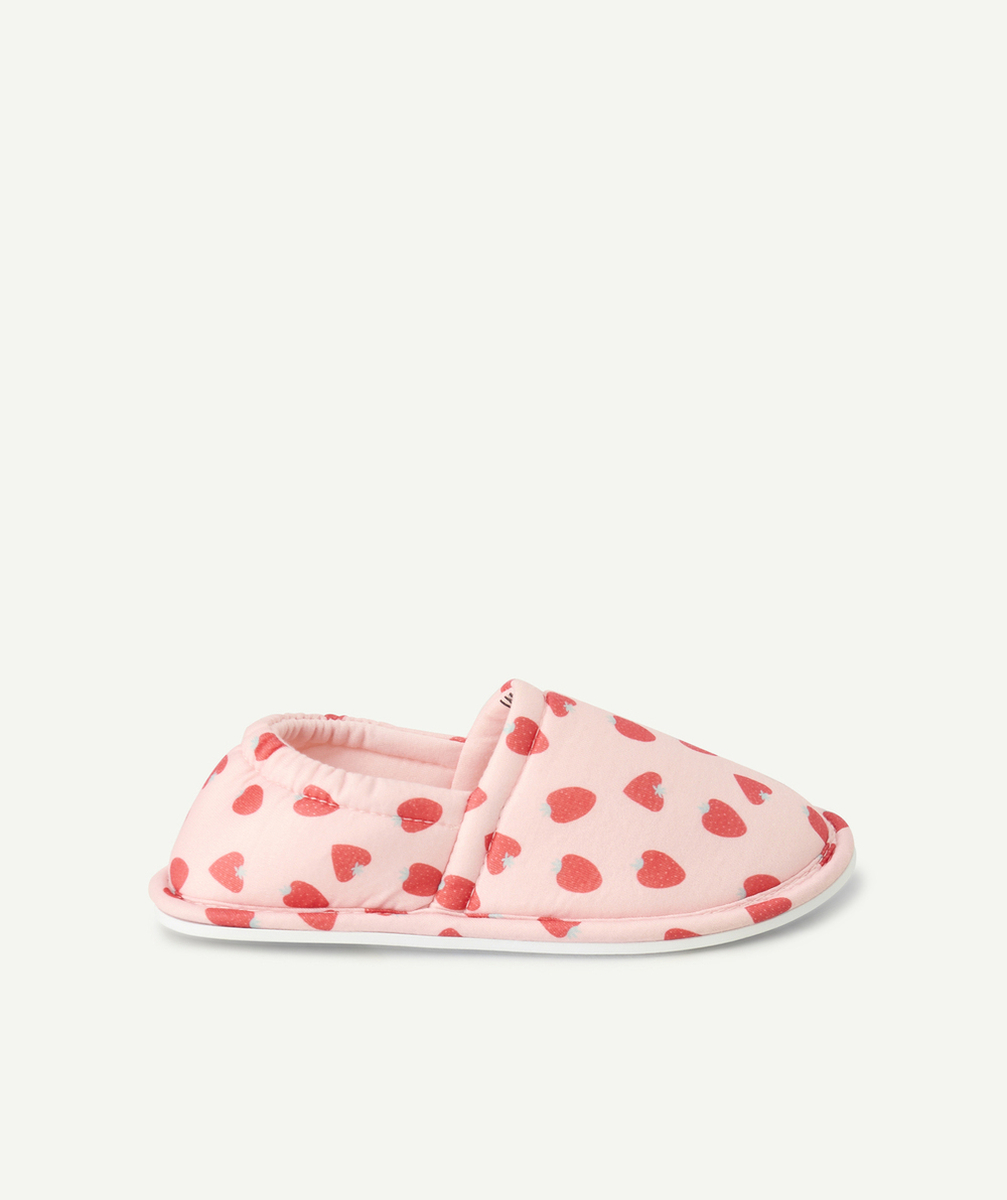 chaussons fille rose imprimé fraises