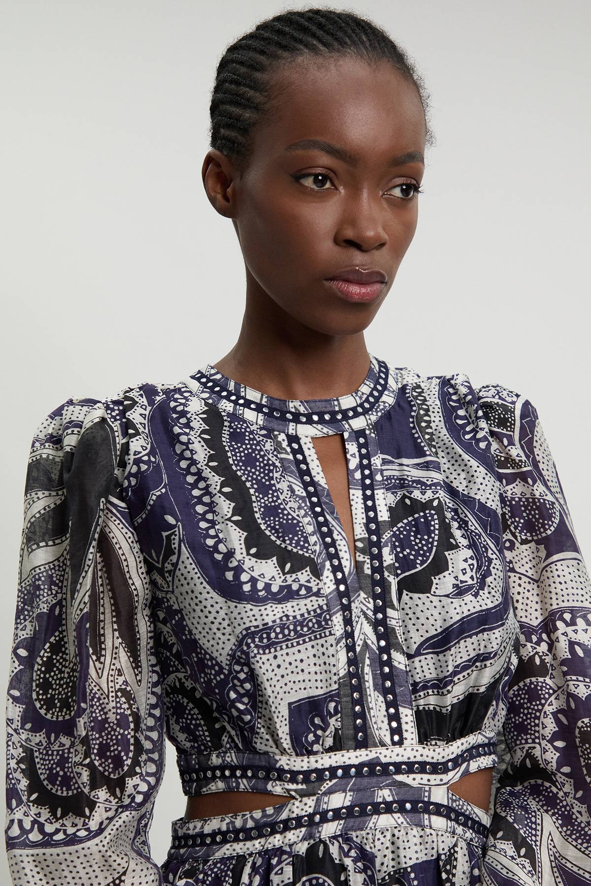 KarenMillen Robe Longue À Imprimé Floral Monochrome Avec Détails Cloutés