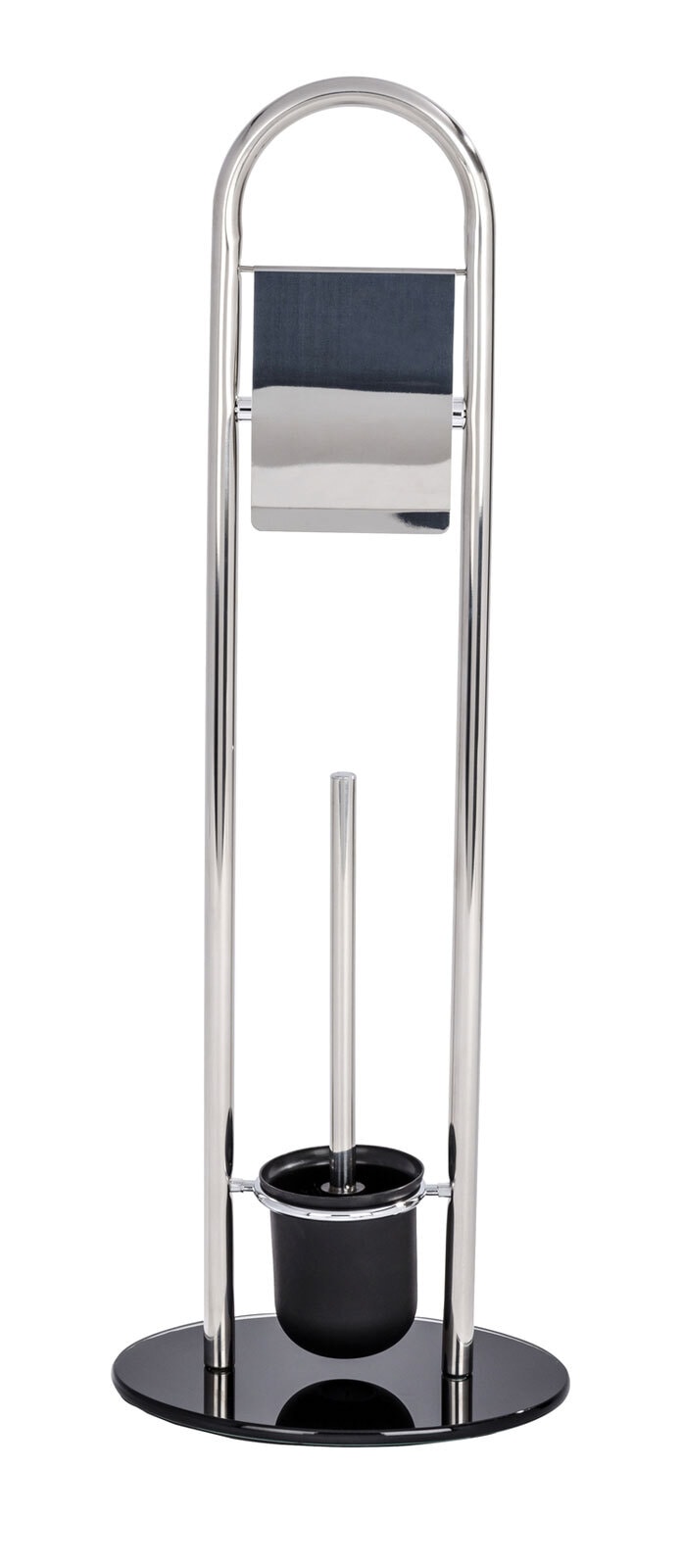 WENKO WC-Garnitur ATLANTA 28 x 78,5 cm silberfarbig/schwarz
