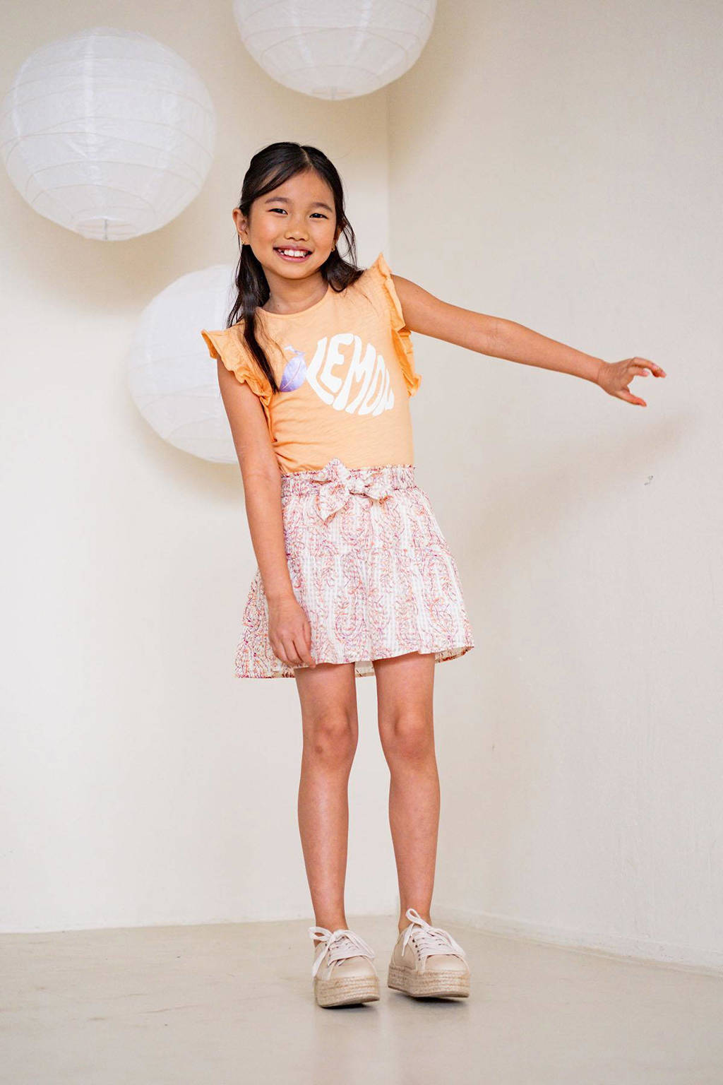 Like Flo T-shirt met printopdruk lichtroze