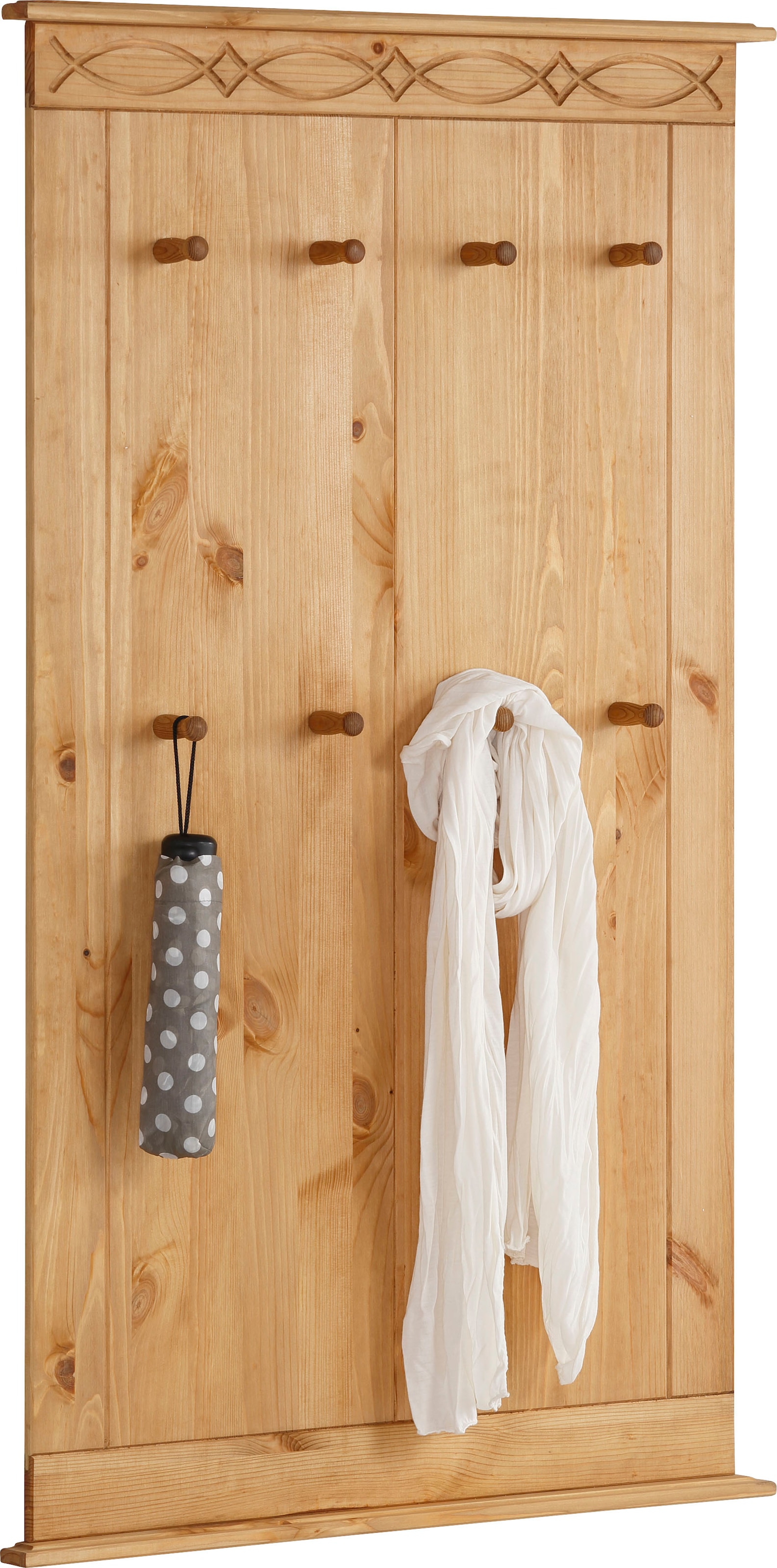 Home affaire Garderobenpaneel »Indra« aus massiver Kiefer, FSC®, 8 Haken, dezentes Ornament