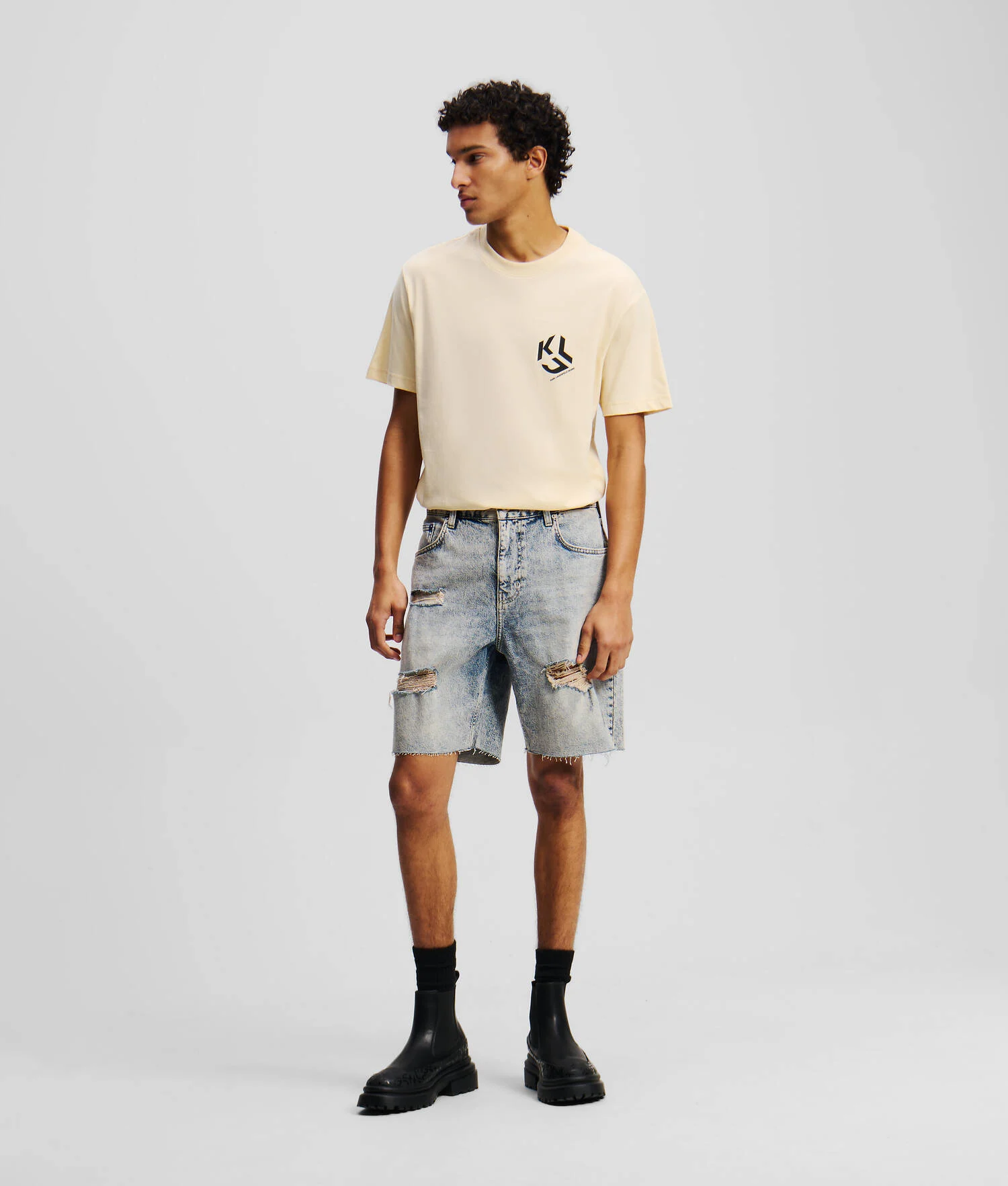 SHORT EFFET VIEILLI - Acid Light Blue Destructe
