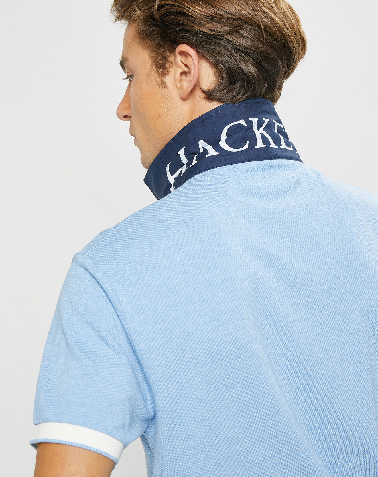 Hackett London Polo Classic Fit Piqué Brand bleu ciel