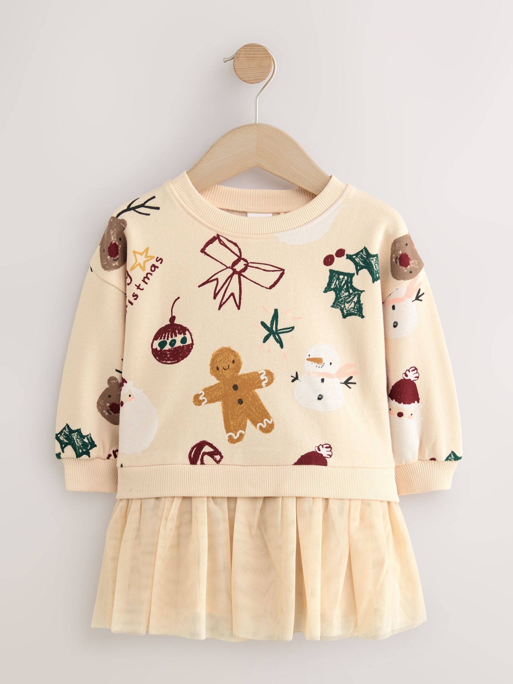 Neutrale kerst - Feestjurk van sweaterstof (3 mnd-7 jr)
