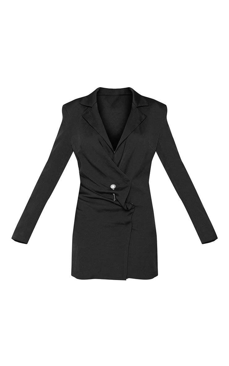 Noir Robe Blazer Tissée À Finitions Asymétriques