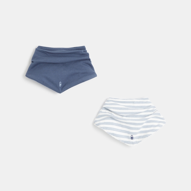 Foulard triangle rayé (lot de 2) bleu naissance