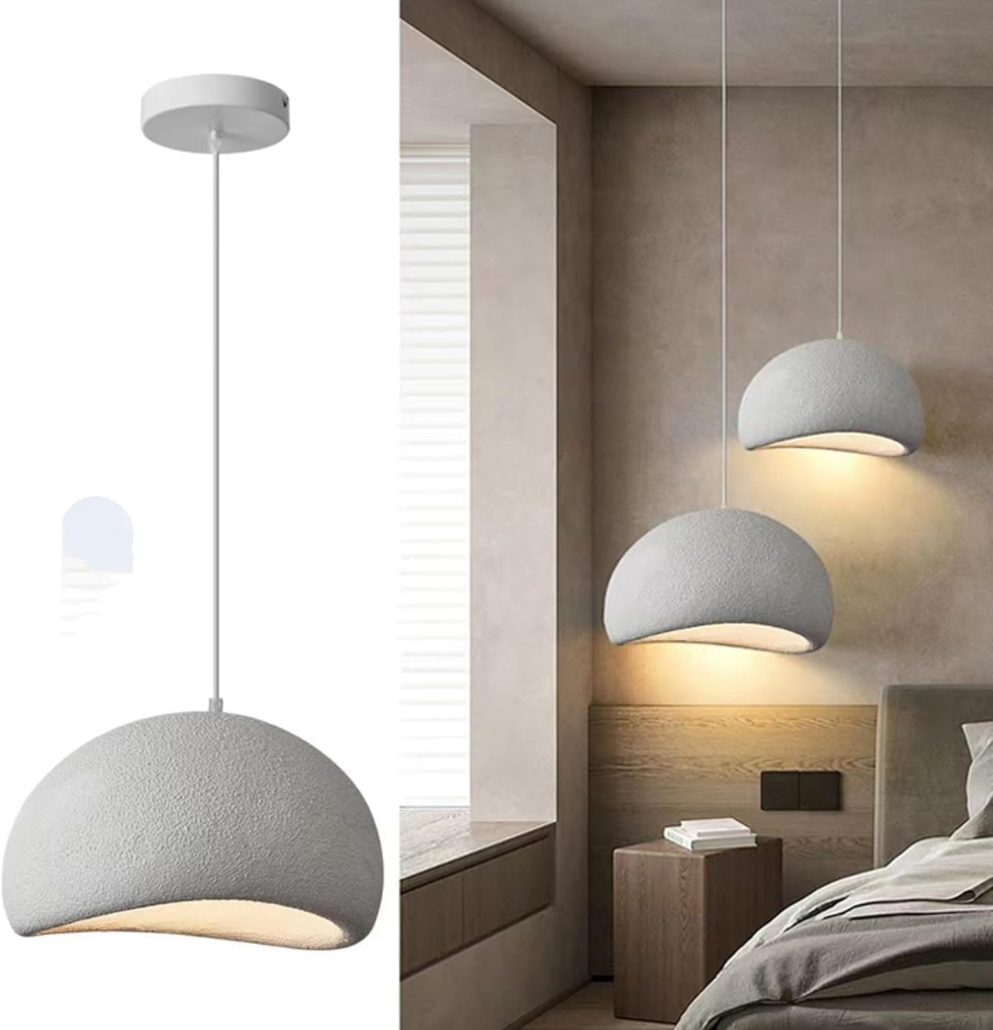 60CM Moderne Hängeleuchte für Esszimmer Küche Insel Licht Flur Restaurant Kronleuchter E27 Sockel Weißer Japanische Wabi-Sabi Stil Vogelnest Form Pendelleuchte Beleuchtung Leuchte