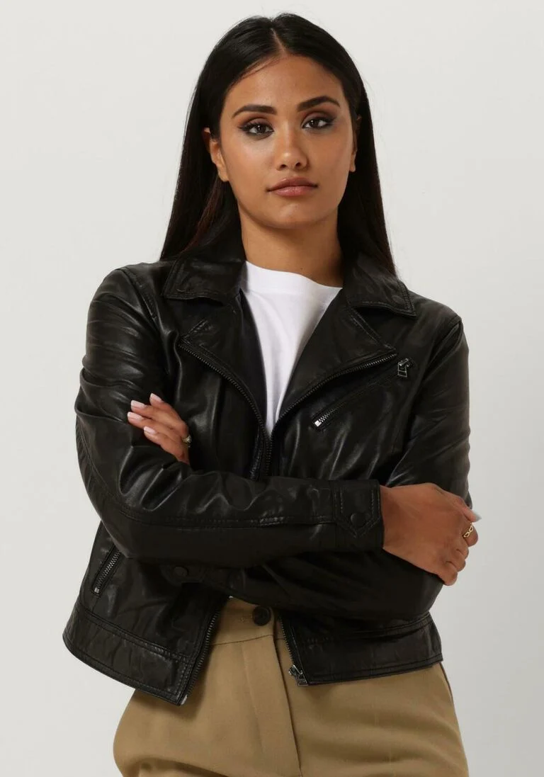 GOOSECRAFT zwarte goosecraft leren jas megan biker