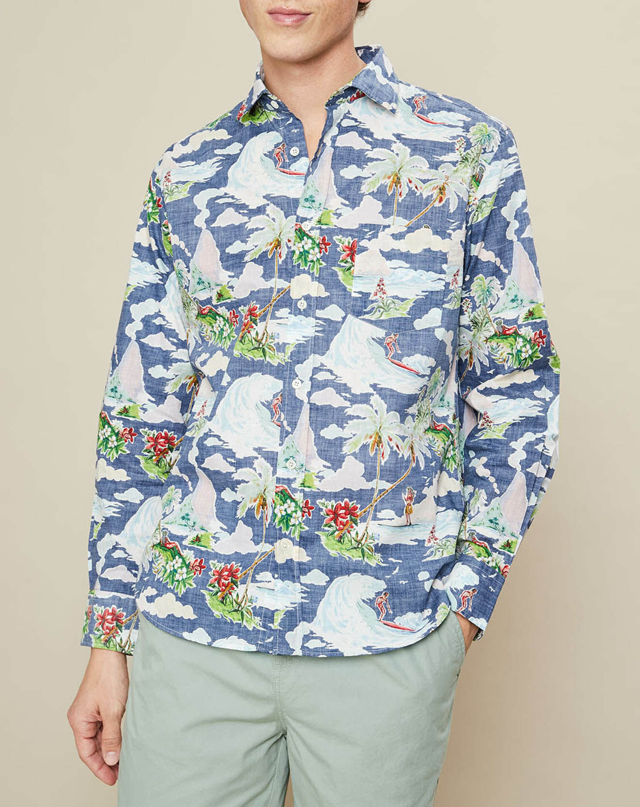 Hartford Chemise regular Paul imprimée bleue