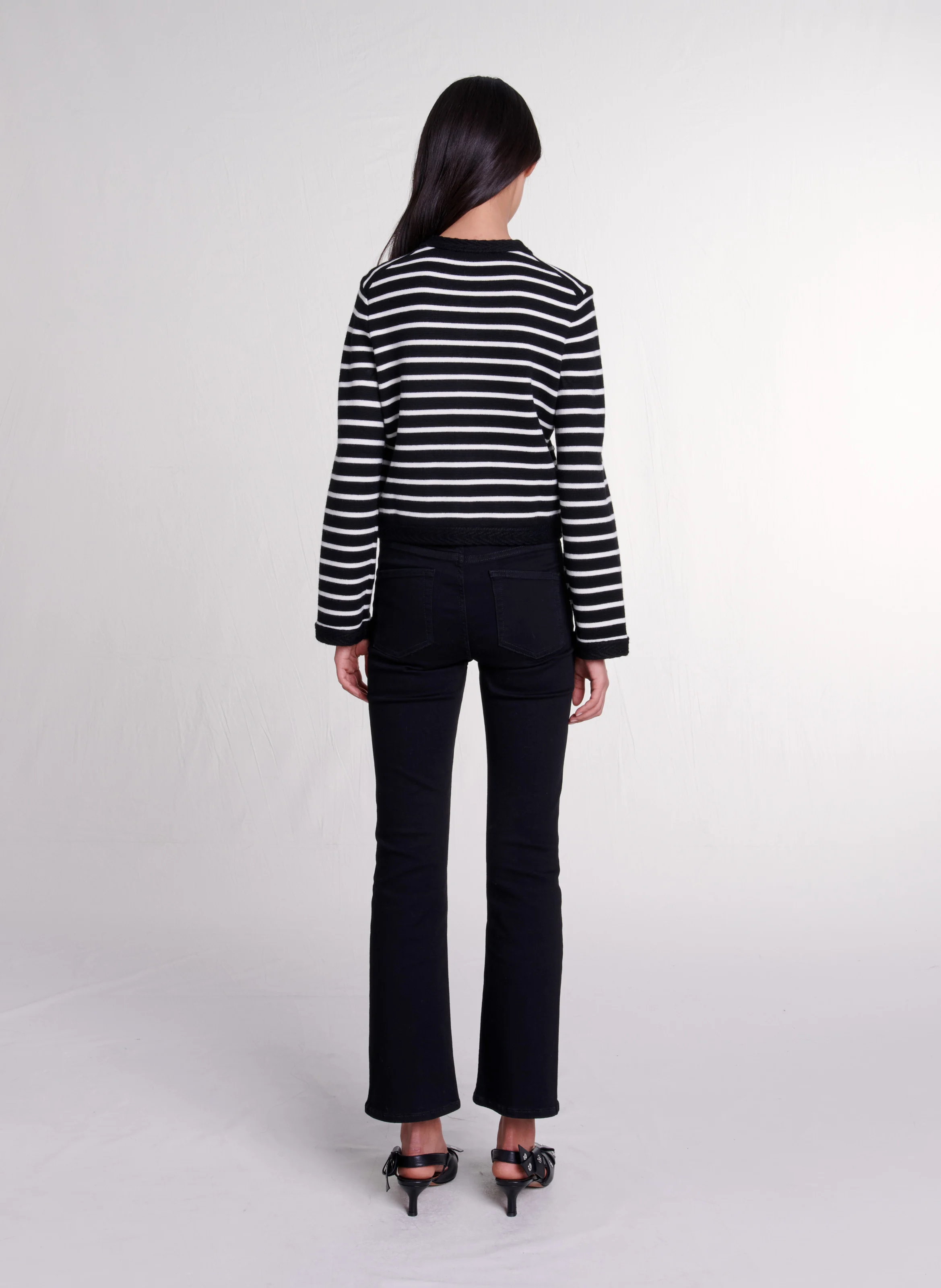 Cardigan droit à col V | Noir