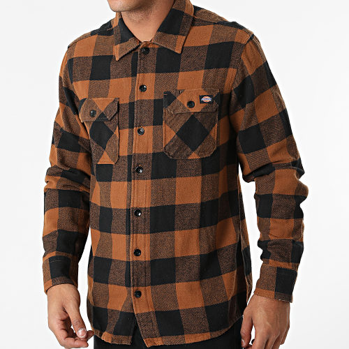 Chemise Manches Longues A Carreaux New Sacramento A4XDZ Marron Noir