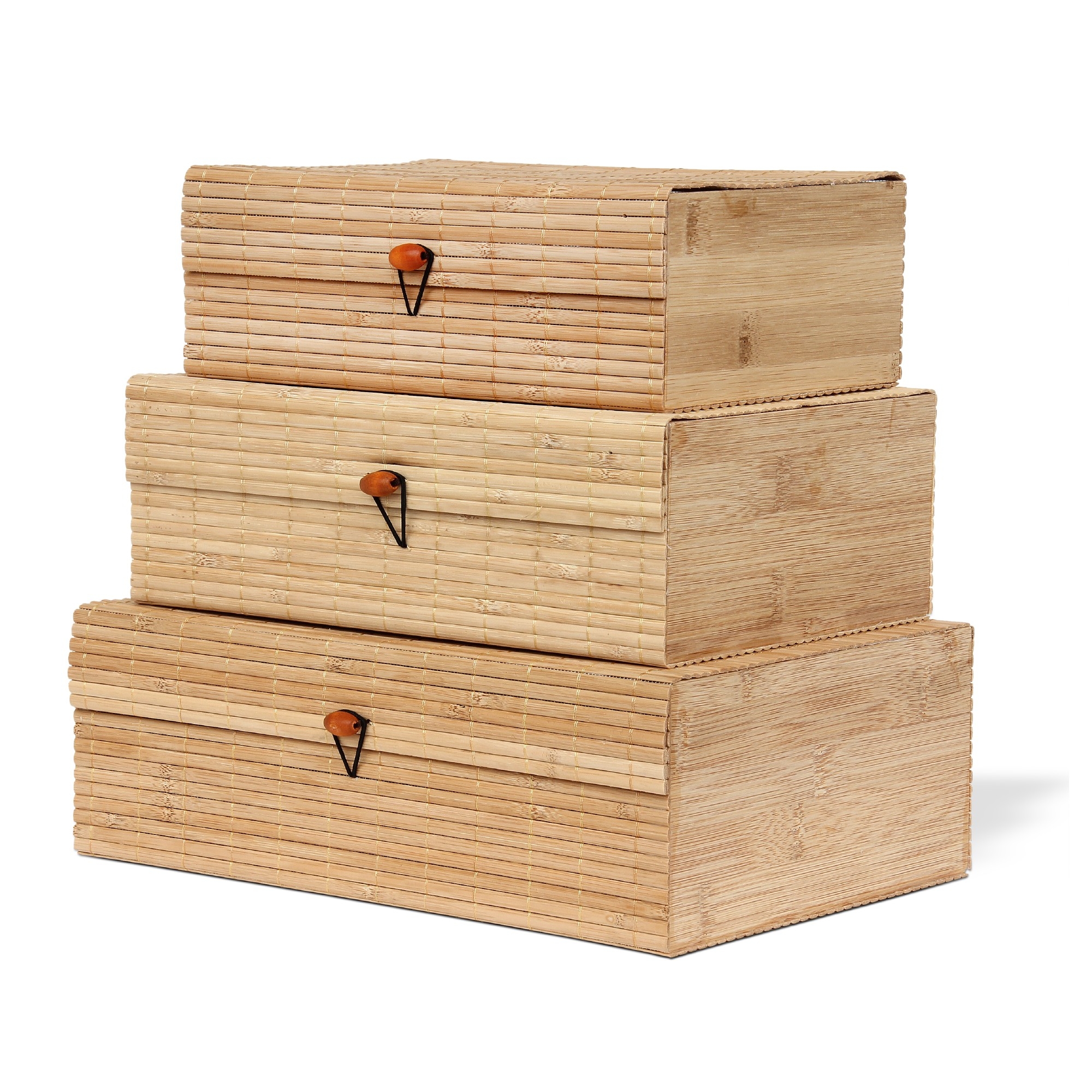 3er-Set Bambus-Deckelboxen natur von fischer's lagerhaus