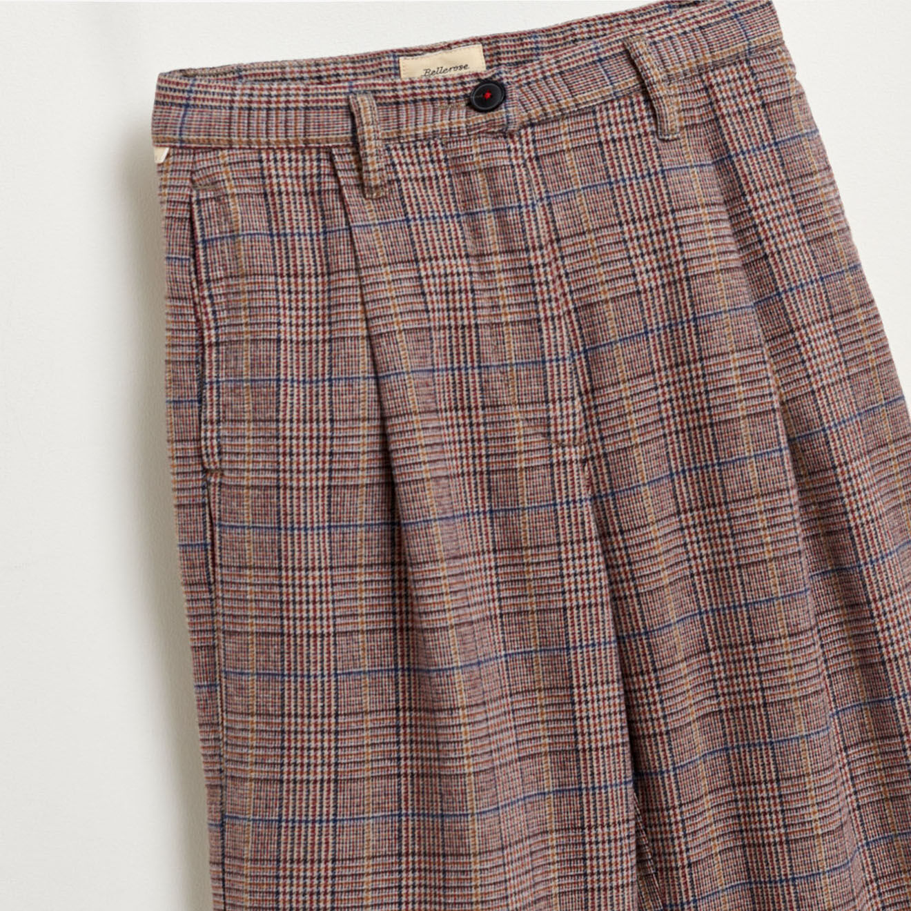 Bellerose Pantalon large Pringle à carreaux marron