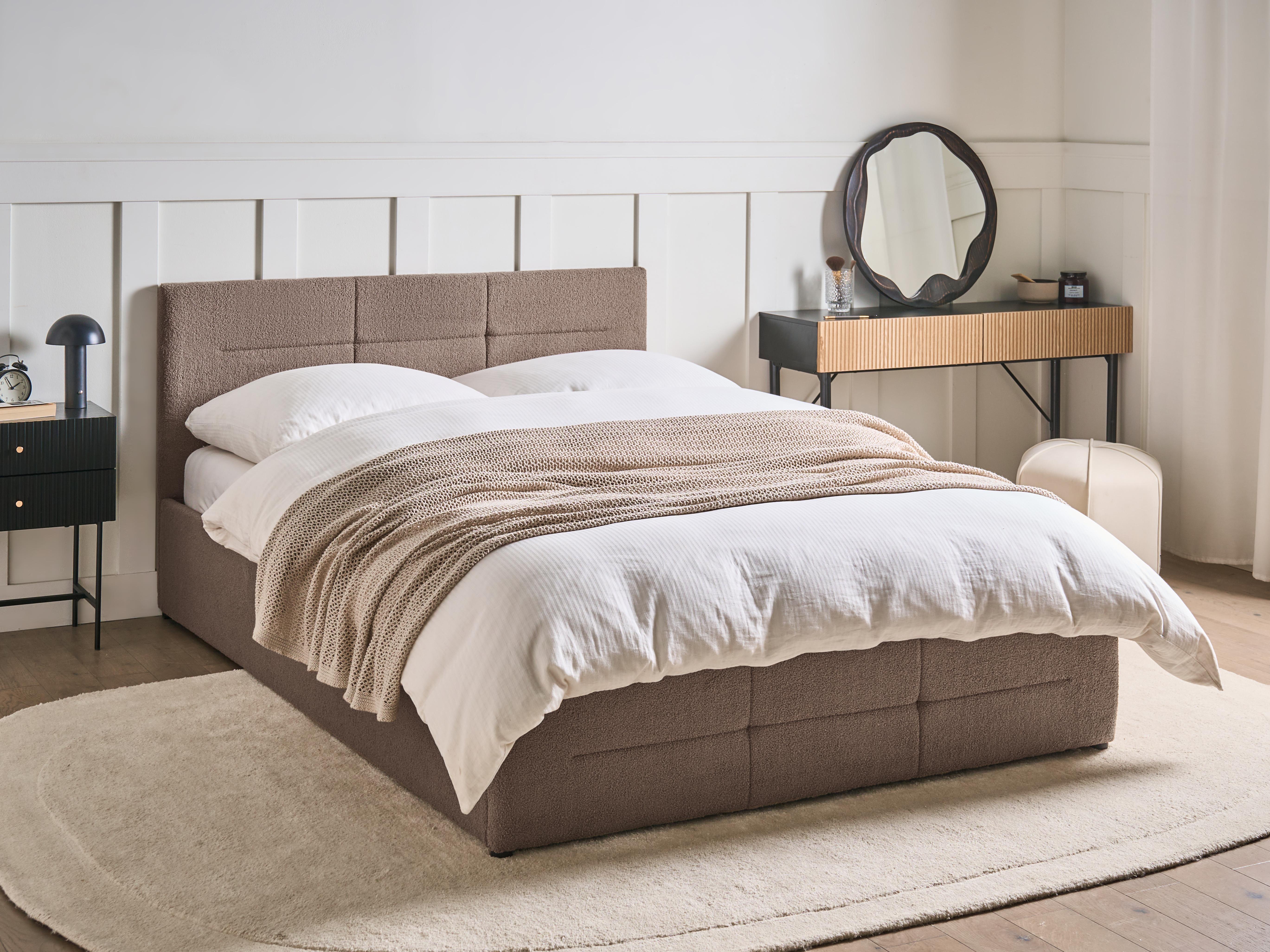 Bed met opbergruimte Bouclé MASSOGNES 140 x 200 cm Taupe