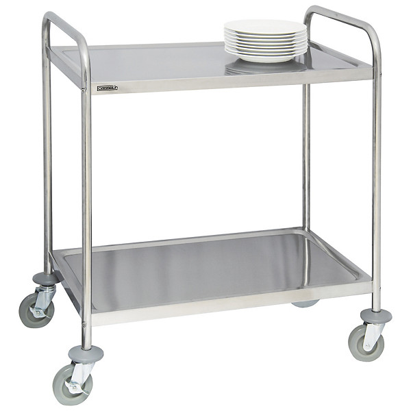 Chariot en inox 2 plateaux avec barre de poussée force 120 kg