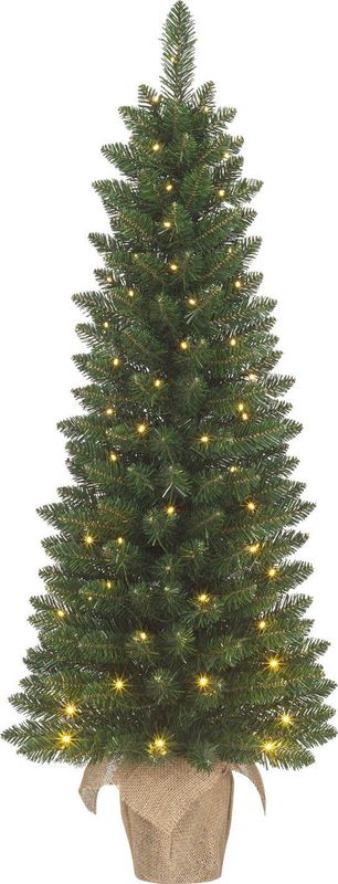 Black Box Trees Gerlos - Smalle Kunstkerstboom in Pot - Groen - H120 x Ø51 cm - Warm Witte LED Verlichting