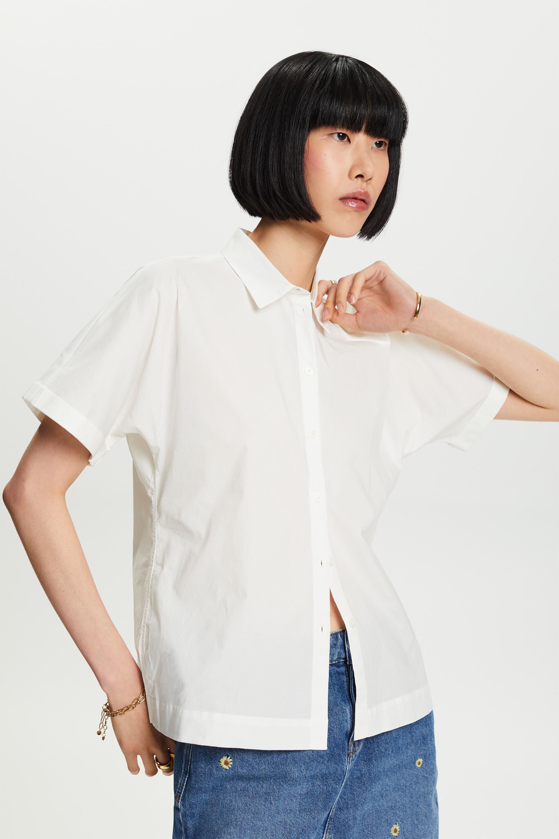 Chemise à manches courtes en popeline de coton