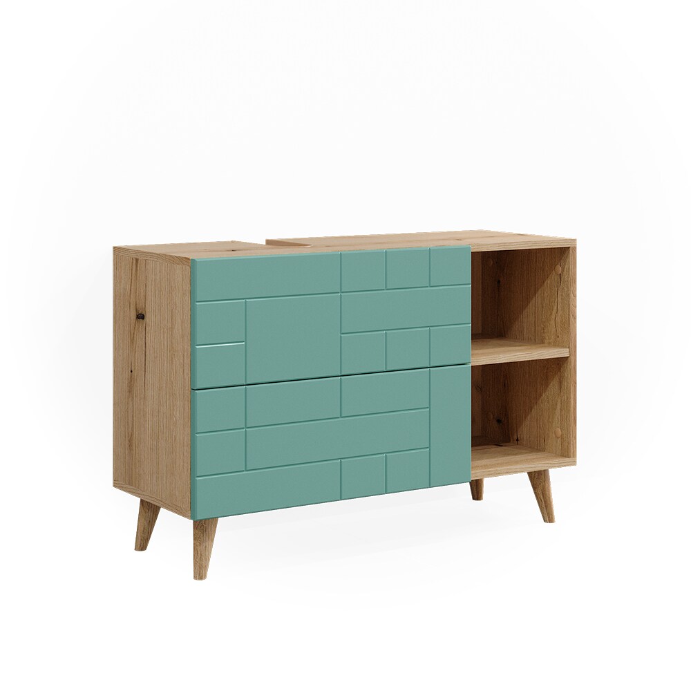 Vicco Waschtischunterschrank Rudi 90 x 59 cm, Eiche Evoke Mintgrün, Badschrank