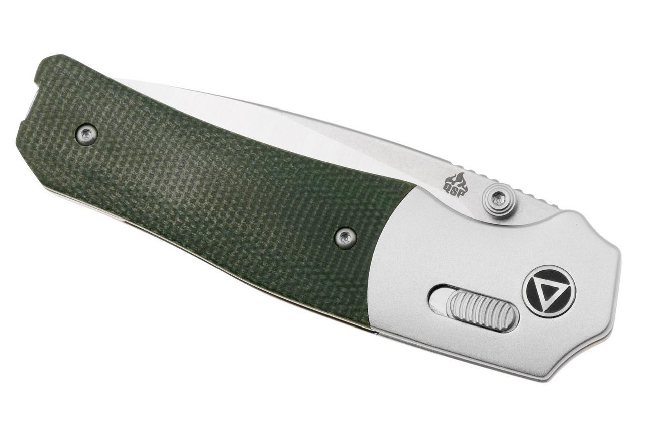 QSP Knife Vault QS157-B1 Stonewashed Green Micarta, zakmes, Jacob Lundquist Design