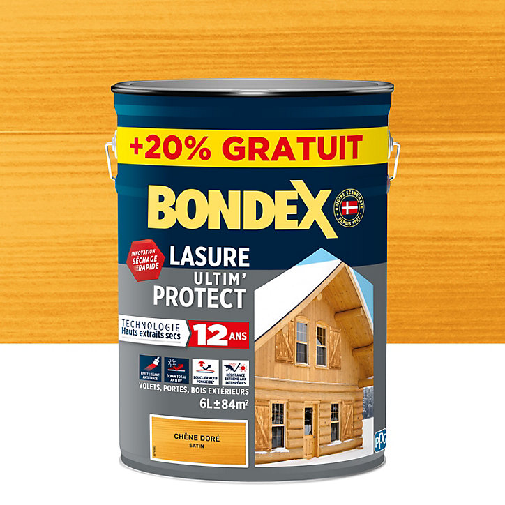 Lasure extérieure Ultim’ protect Chêne doré 12 ans Bondex 5L + 20% gratuit