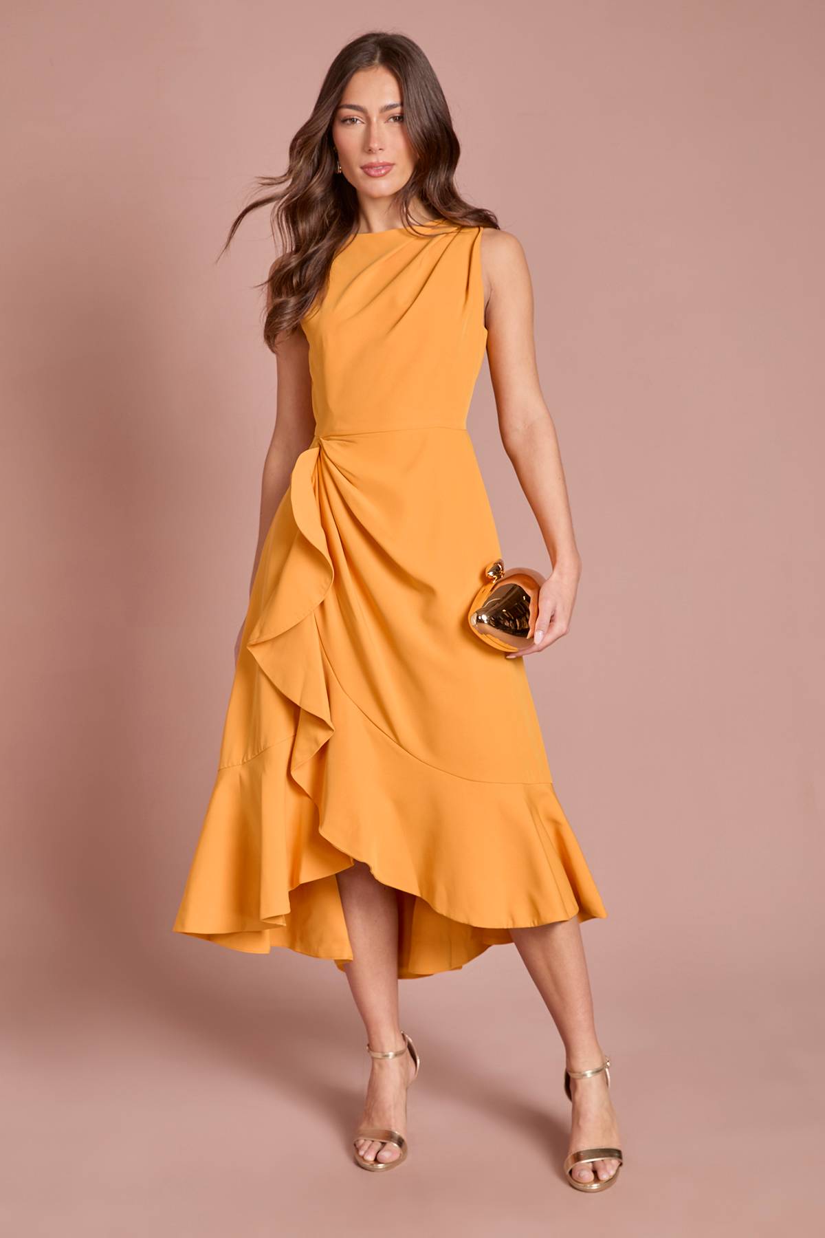 Coast Robe en Crêpe à Volants avec Dos Échancré